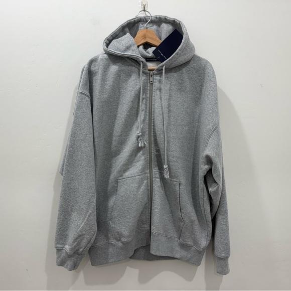 NWT Brandy Melville Christy Oversized Gray Zip Hoodie Sweatshirt Sz L/XL - Picture 2 of 9